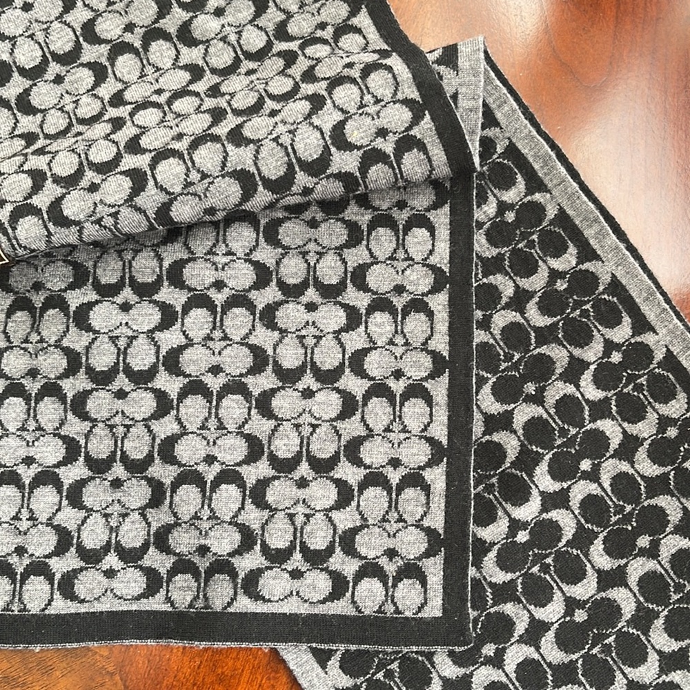 Coach scarf black grey - Picture 3 of 3